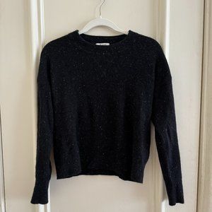 Madewell 100% Cashmere Black Sweater with White Flecks Sz XS